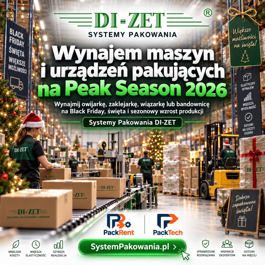 Systemy Pakowania DI-ZET. Wynajem maszyn pakujących na Black Friday, święta i sezonowy wzrost produkcji