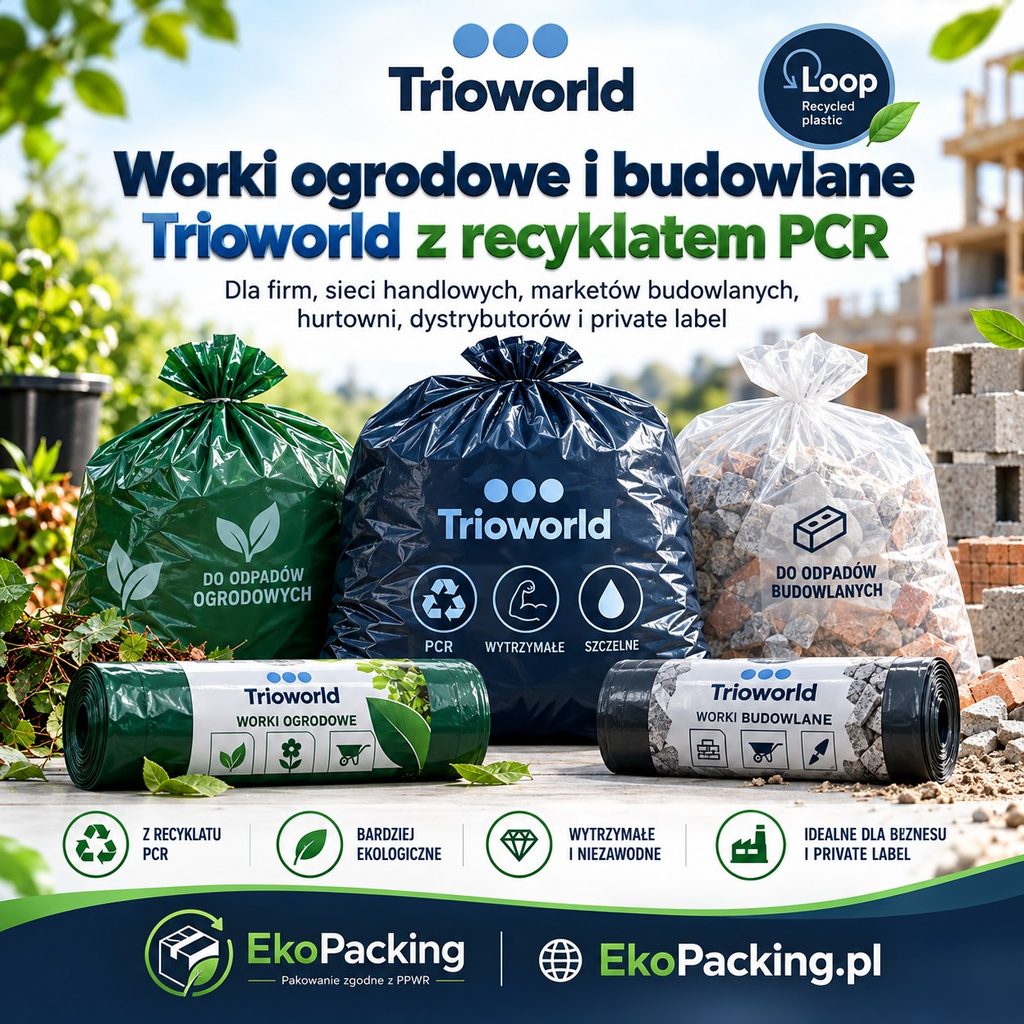 Worki ogrodowe i budowlane Trioworld – wytrzymałe worki z recyklingu PCR